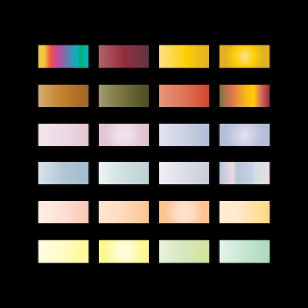 gradients colorés dans différents ensembles d'éléments de couleur