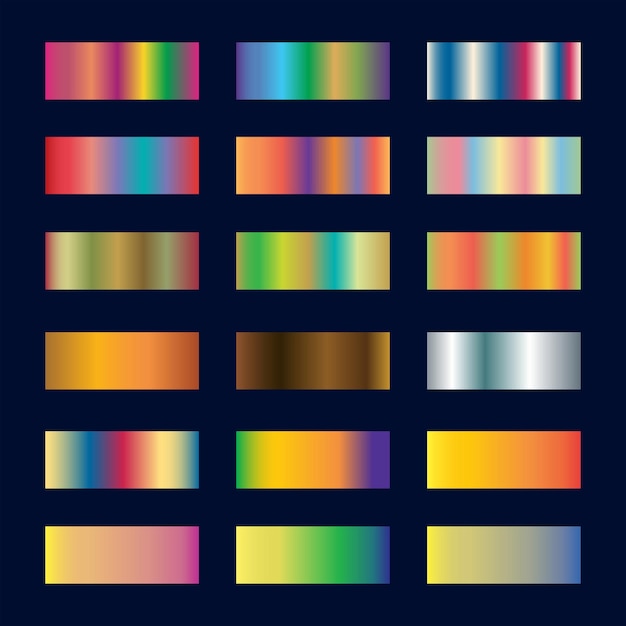 gradients colorés dans différents ensembles d'éléments de couleur