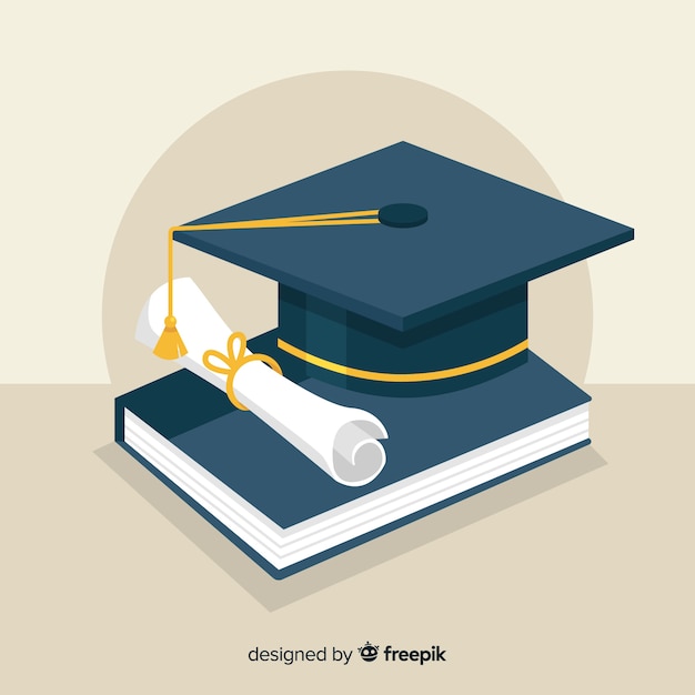 Graduation cap et diplôme avec design plat