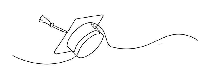 Vecteur graduation cap en ligne ligne continue d'une seule ligne art ligne modifiable