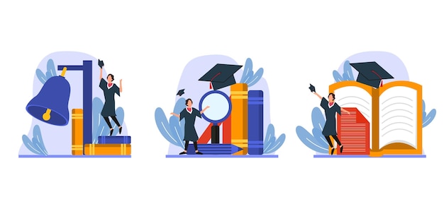 Graduation Flat Bundle Design Illustration