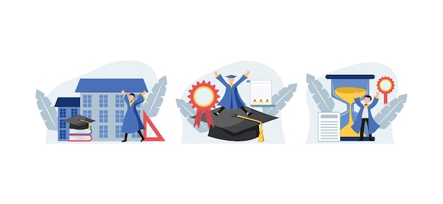 Vecteur graduation flat bundle design illustration