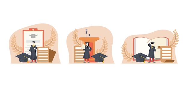 Graduation Flat Bundle Design Illustration