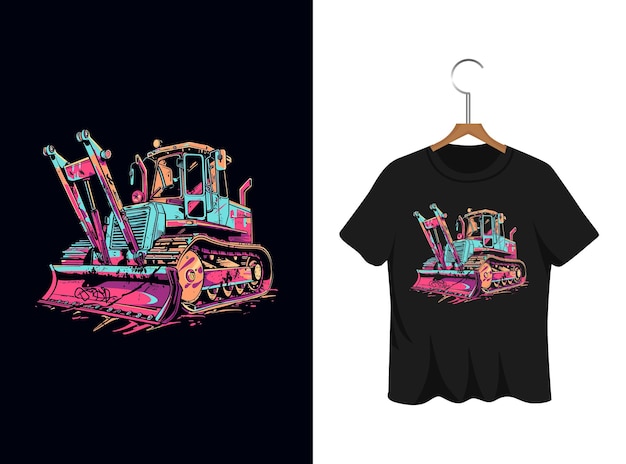 Vecteur graffiti bulldozer t-shirt dessin de l'œuvre d'art