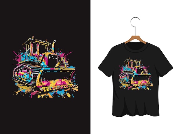 Vecteur graffiti bulldozer t-shirt dessin de l'œuvre d'art