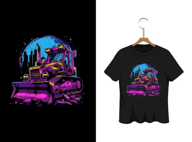 Vecteur graffiti bulldozer t-shirt dessin de l'œuvre d'art