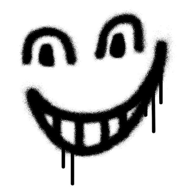 Graffiti émoticône visage souriant avec de la peinture en aérosol noire