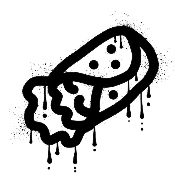 Graffiti de nourriture mexicaine Burrito dessiné avec de la peinture à pulvérisation noire
