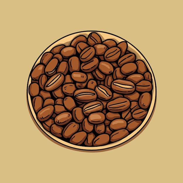 Vecteur grains de café sur fond marron