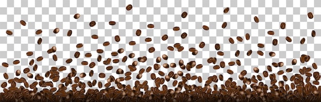Vecteur grains de café tombant pour empiler isolé sur transparent