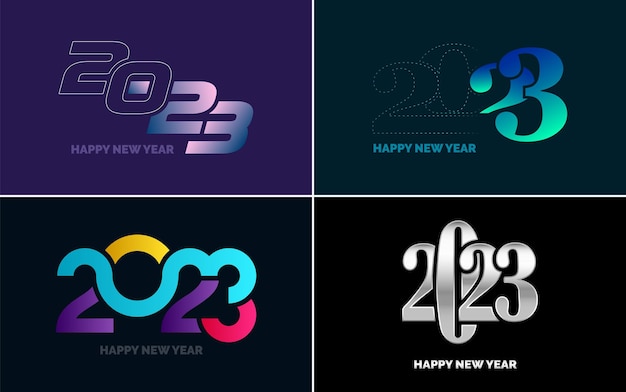 Grand Ensemble 2023 Happy New Year Logo Noir Texte Design 20 23 Modèle De Conception De Nombre Collection De Symboles De 2023 Happy New Year Nouvel An Illustration Vectorielle