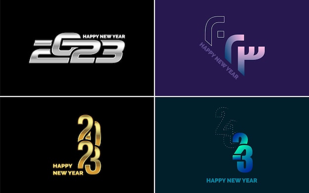 Grand Ensemble De 2023 Happy New Year Logo Texte Design 2023 Modèle De Conception De Nombre Collection De 2023 Happy New Year Symboles Nouvel An Illustration Vectorielle