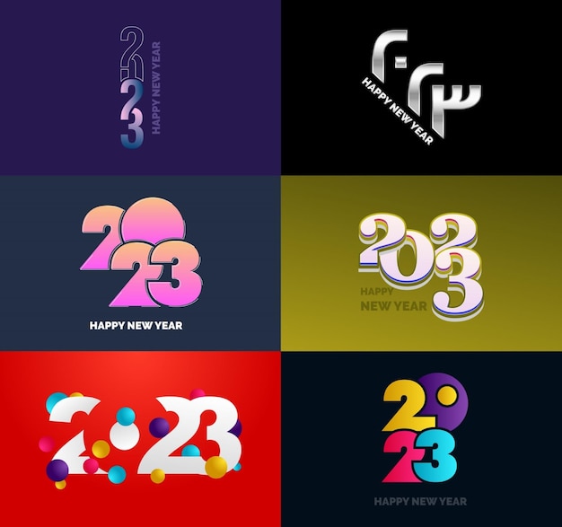 Grand ensemble de 2023 Happy New Year logo texte design 2023 modèle de conception de nombre Vector New Year Illustration