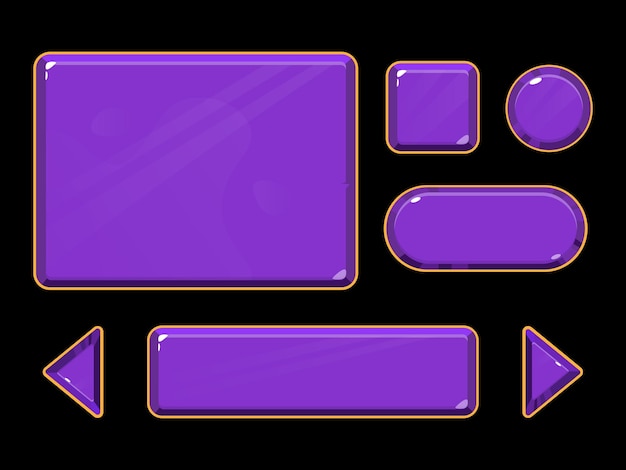 Grand ensemble de boutons violets pour élément de conception de jeux ou de sites Web