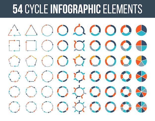 Grand Ensemble D'éléments De Cycle Pour Le Concept D'entreprise Infographique Avec 3 4 5 6 7 Et 8 Options