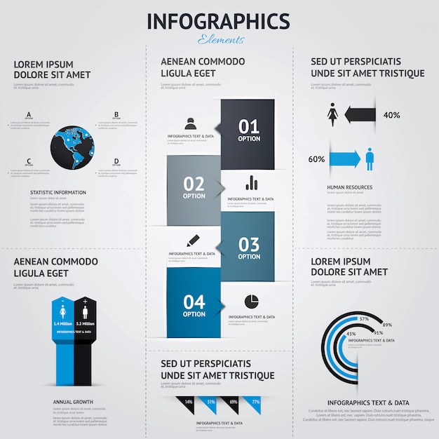 Grand Ensemble D'éléments Infographiques. Style Plat.