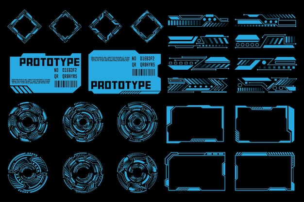 Grand ensemble d'éléments d'interface utilisateur Sci Fi modernes écran de cadre HUD abstrait futuriste