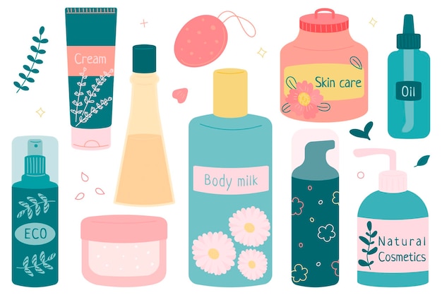 Un grand ensemble d'emballages pour les cosmétiques