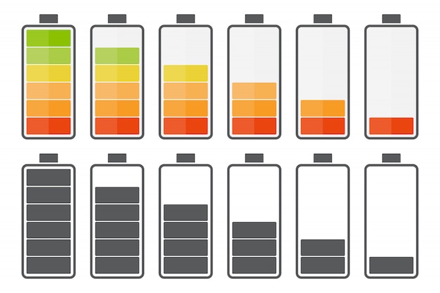 Grand ensemble d'icônes de charge de la batterie