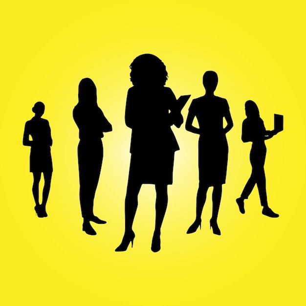 Grand ensemble de silhouettes de femme debout faisant selfie figure isolée