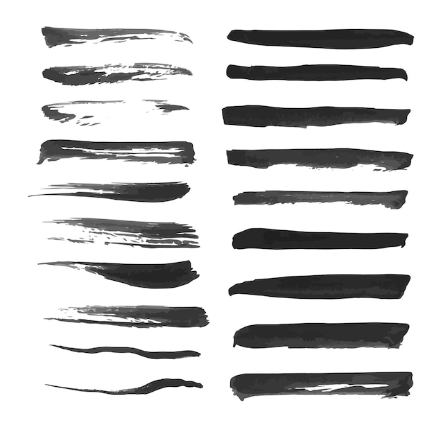 Un Grand Ensemble De Traits Minces Abstraits à L'encre Noire Sur Un Fond Blanc