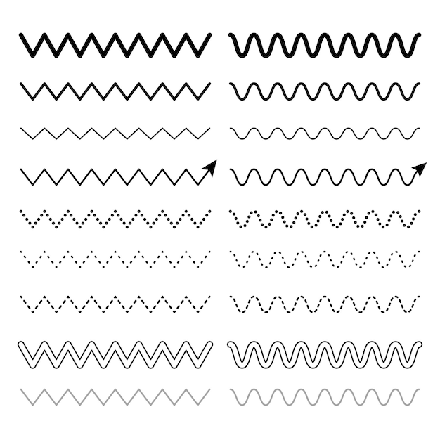 Un grand ensemble de zigzags et de lignes ondulées