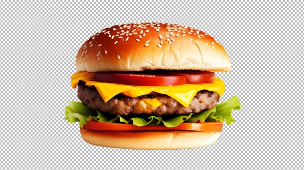 Vecteur grand hamburger au fromage classique délicieux sur fond blanc isolé png