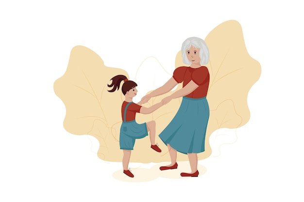 Grand-mère tenant la main de sa petite-fille