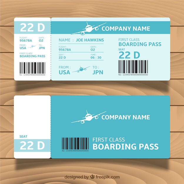 Grand modèle de carte d&#39;embarquement bleu