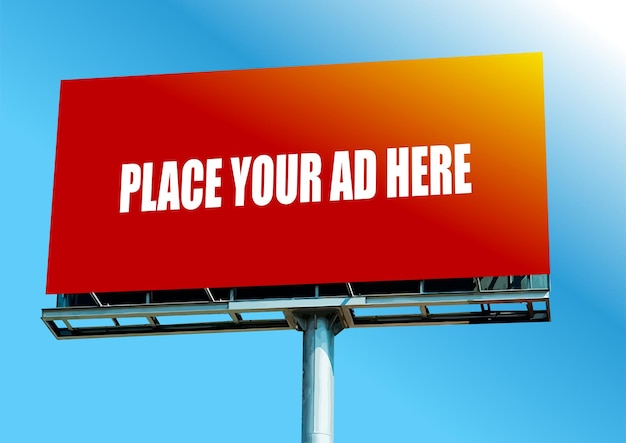 Grand panneau publicitaire sur ciel bleu Illustration vectorielle 3d