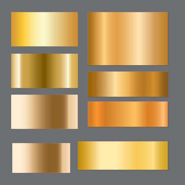 Grand paquet de métal Collection de gradients d'or, d'argent et de bronze pour la conception du jeu de gradients vectoriels