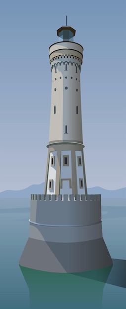 Grand Phare Surplombant La Mer Vector