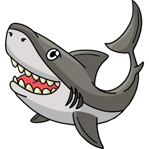 Vecteur grand requin blanc, animal marin, dessin animé clipart