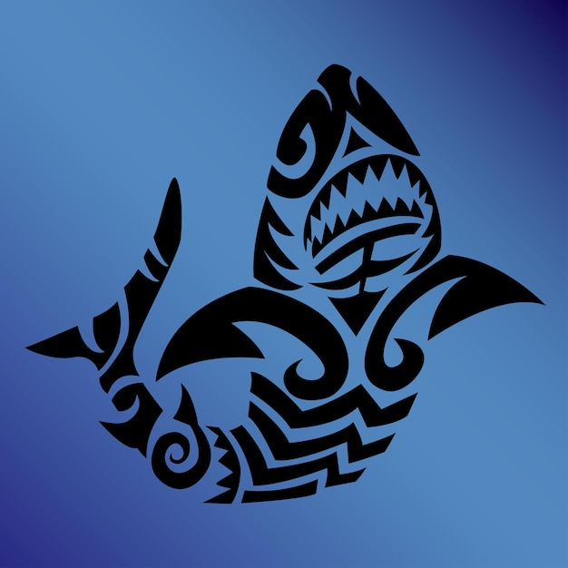 Vecteur grand tatouage tribal de requin