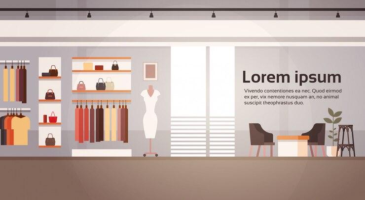 Vecteur grande bannière de magasin de centre commercial de vêtements de marché superbe de vêtements de mode de magasin féminin avec