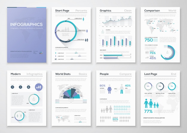 Grande Collection De Brochures Et De Graphiques Infographiques