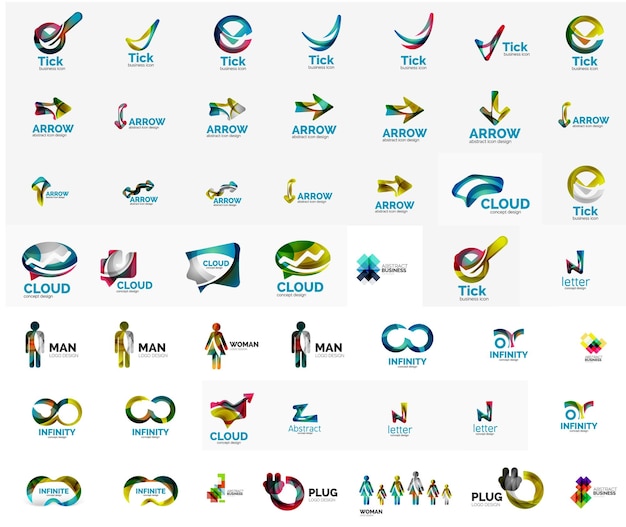 Grande Collection De Logos D'entreprise Ensemble D'icônes Universelles Pour Diverses Idées