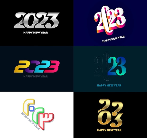 Grande collection de symboles de bonne année 2023 Couverture du journal d'entreprise pour 2023 avec souhaits Illustration vectorielle du nouvel an