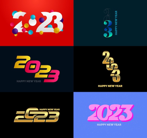 Grande collection de symboles de bonne année 2023 Couverture du journal d'entreprise pour 2023 avec souhaits Illustration vectorielle du nouvel an