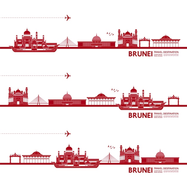 Grande Illustration De Destination De Voyage Brunei.