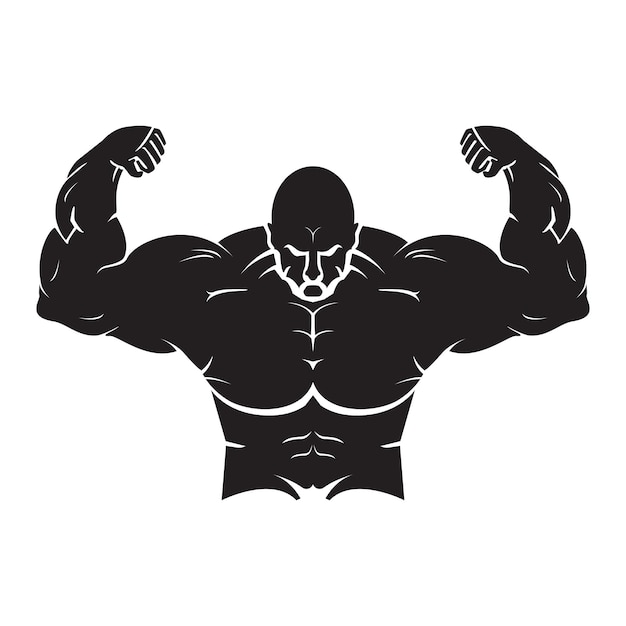 Vecteur grande silhouette musclée du corps humain muscle massif flex