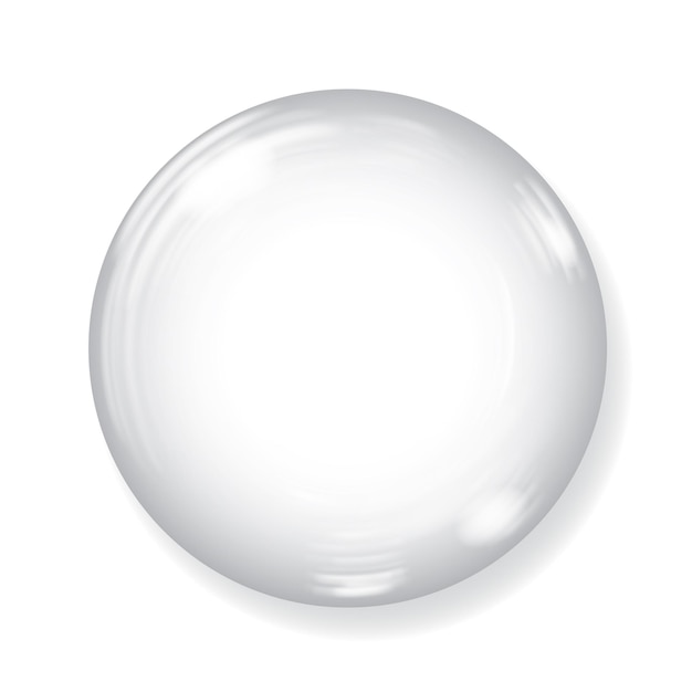 Vecteur grande sphère opaque blanche avec reflets et ombre sur fond blanc