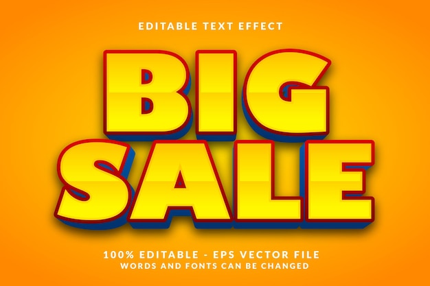 grande vente modèle de style d'effet de texte modifiable 3d