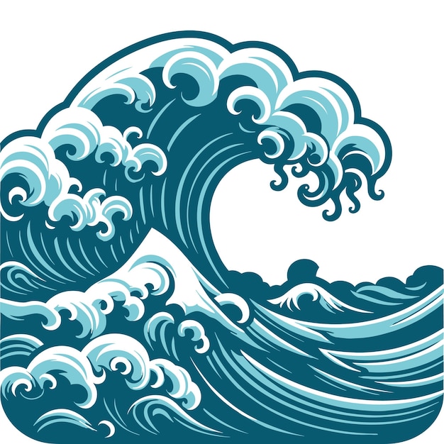 Vecteur de grandes boucles de vagues dans le style des dessins animés