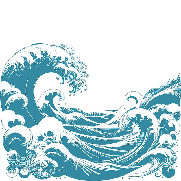 Vecteur de grandes boucles de vagues dans le style des dessins animés