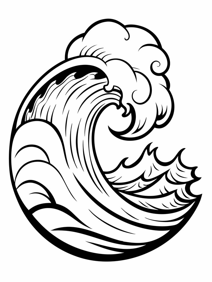 Vecteur les grandes vagues colorent les pages des livres pour enfants et adultes avec un design vectoriel