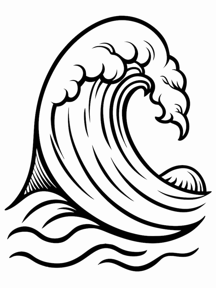 Vecteur les grandes vagues colorent les pages des livres pour enfants et adultes avec un design vectoriel