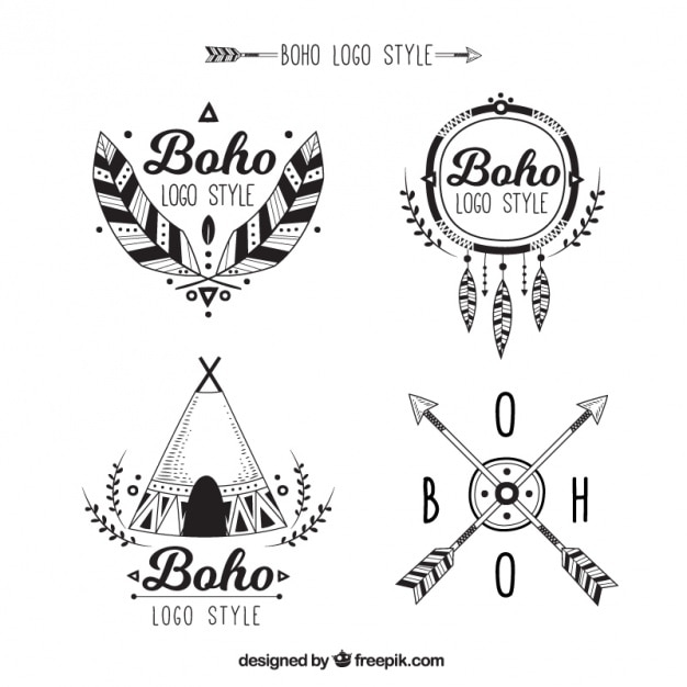 Vecteur grands logos dans le style boho