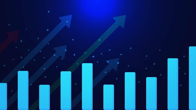 Vecteur graphique d'affaires avec flèches vers le haut investissements financiers marché boursier et augmentation des revenus