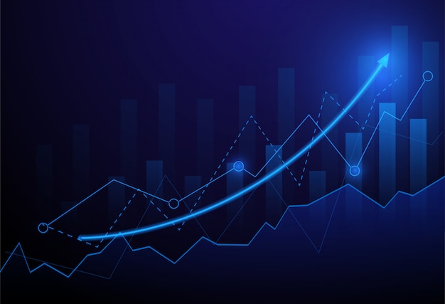 Vecteur graphique d'affaires graphique investissement trading sur fond bleu.
